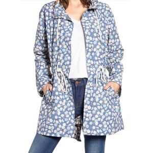 Madewell Anorak Raincoat Blue French Floral Cottage core jacket size S
